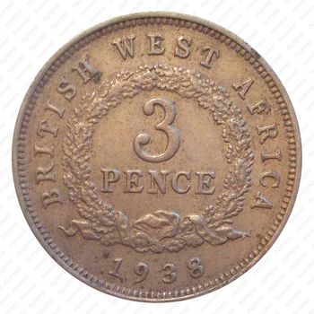 3 пенса 1938, H, знак монетного двора: "H" - Хитон, Бирмингем [Британская Западная Африка] - Реверс