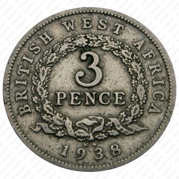 3 пенса 1938, KN, знак монетного двора: "KN" - Кингз Нортон Металл, Бирмингем [Британская Западная Африка] - Реверс