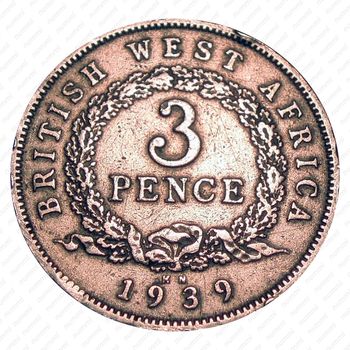 3 пенса 1939, KN, знак монетного двора: "KN" - Кингз Нортон Металл, Бирмингем [Британская Западная Африка] - Реверс