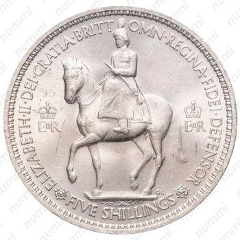 5 шиллингов 1953, Коронация Королевы Елизаветы II [Великобритания] - Аверс