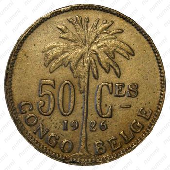 50 сантимов 1926, BELGES [Демократическая Республика Конго] - Реверс