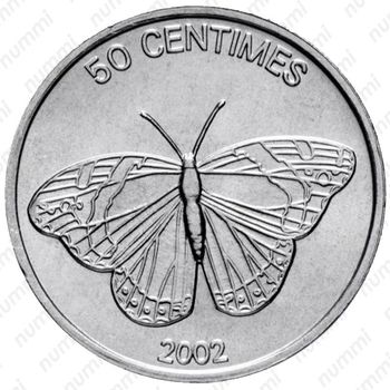 50 сантимов 2002, бабочка [Демократическая Республика Конго] - Реверс