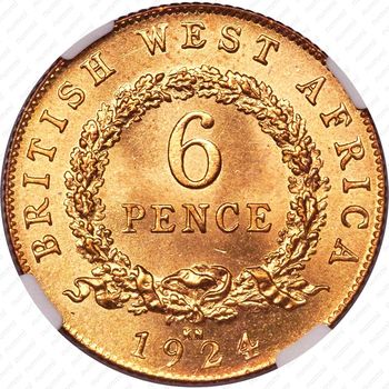 6 пенсов 1924, KN, знак монетного двора: "KN" - Кингз Нортон Металл, Бирмингем [Британская Западная Африка] - Реверс