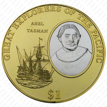 1 доллар 2009, Великие первопроходцы Тихого океана - Абел Тасман [Австралия] Proof - Реверс