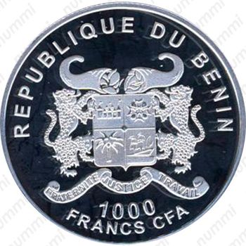 1000 франков 2014, лошадь [Бенин] Proof - Аверс