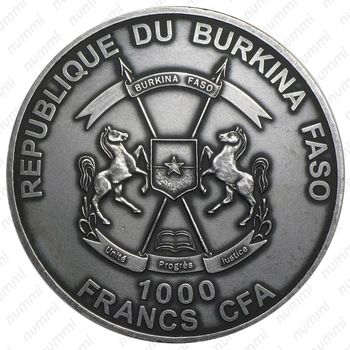1000 франков 2013, детёныш смилодона [Буркина-Фасо] - Аверс