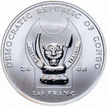 240 франков 2008, буйвол [Республика Конго] Proof - Аверс