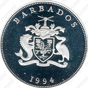 1 доллар 1994, Королева-мать [Барбадос] - Аверс