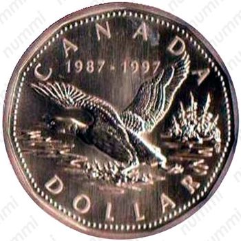 1 доллар 1997, 10 лет чекана луни-доллара, Никель [Канада] - Реверс
