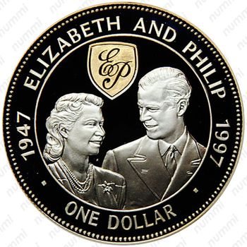 1 доллар 1997, 50 лет свадьбе Королевы Елизаветы II и Принца Филиппа [Барбадос] - Реверс