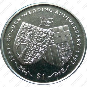 1 доллар 1997, Золотая свадьба - Два гербовых щита [Либерия] - Реверс