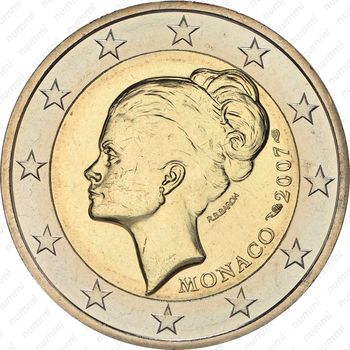 2 евро 2007, 25 лет со дня смерти Принцессы Монако Грейс [Монако] - Аверс