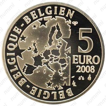 5 евро 2008, 50 лет Смурфам [Бельгия] - Аверс
