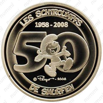 5 евро 2008, 50 лет Смурфам [Бельгия] - Реверс