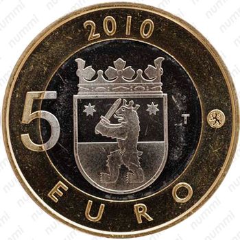 5 евро 2010, Исторические регионы Финляндии - Сатакунта [Финляндия] - Реверс