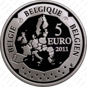 5 евро 2011, Элен Дютриё - первая бельгийская женщина-пилот [Бельгия] - Аверс
