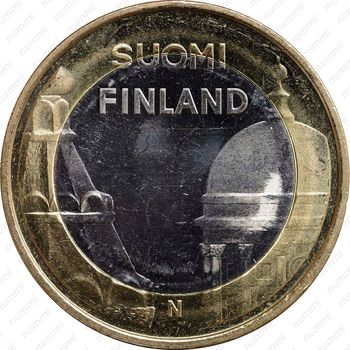 5 евро 2012, Исторические регионы Финляндии. Строения - Уусимаа [Финляндия] - Аверс