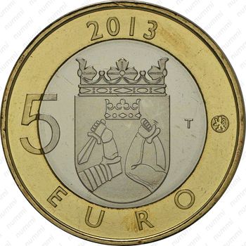 5 евро 2013, Исторические регионы Финляндии. Строения - Карелия [Финляндия] - Реверс