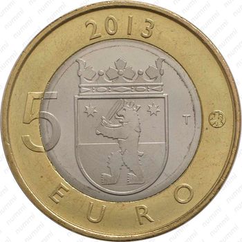 5 евро 2013, Исторические регионы Финляндии. Строения - Сатакунта [Финляндия] - Реверс