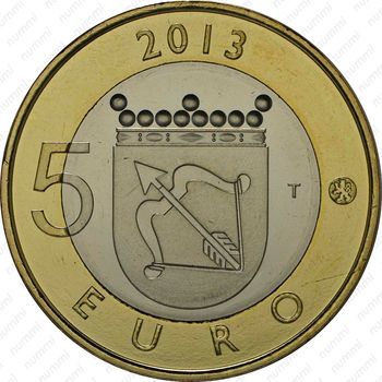 5 евро 2013, Исторические регионы Финляндии. Строения - Савония [Финляндия] - Реверс