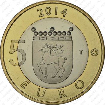 5 евро 2014, Исторические регионы Финляндии. Животные - Аланды [Финляндия] - Реверс