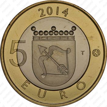 5 евро 2014, Исторические регионы Финляндии. Животные - Савония [Финляндия] - Реверс