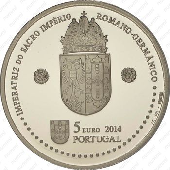 5 евро 2014, Королевы Европы - Элеонора Елена Португальская [Португалия] - Аверс