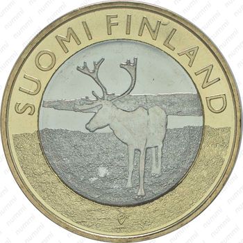 5 евро 2015, Исторические регионы Финляндии. Животные - Лапландия [Финляндия] - Аверс