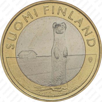 5 евро 2015, Исторические регионы Финляндии. Животные - Остроботния [Финляндия] - Аверс