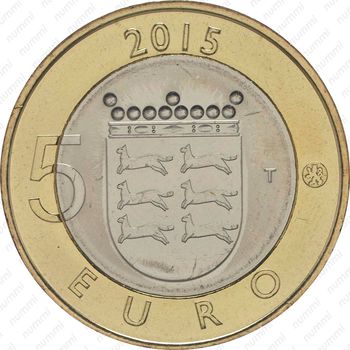 5 евро 2015, Исторические регионы Финляндии. Животные - Остроботния [Финляндия] - Реверс