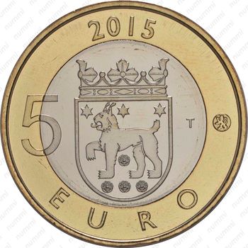 5 евро 2015, Исторические регионы Финляндии. Животные - Тавастия [Финляндия] - Реверс