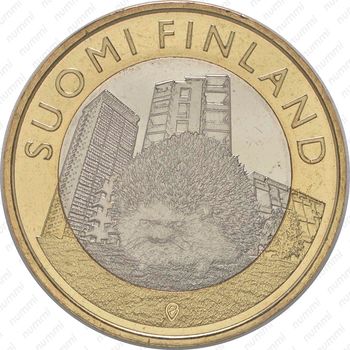5 евро 2015, Исторические регионы Финляндии. Животные - Уусимаа [Финляндия] - Аверс