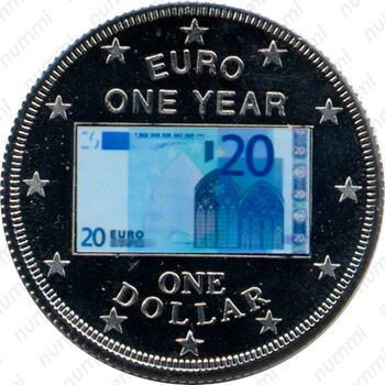 1 доллар 2003, Один год евро - 20 евро [Австралия] - Реверс