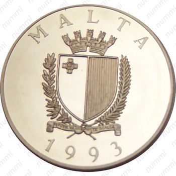 1 лира 1993, 430 лет защите Христианства в Европе [Мальта] - Аверс