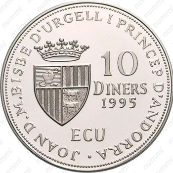 10 динеров 1995, Вступление в Совет Европы [Андорра] - Аверс
