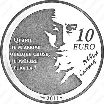 10 евро 2011, Легендарные персонажи из французской литературы - Незнакомец [Франция] - Реверс