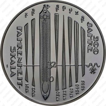 10 евро 2014, 300 лет термометру Фаренгейта [Германия] - Реверс
