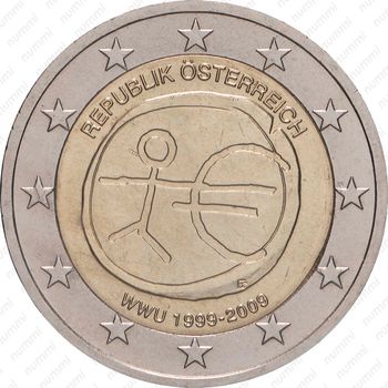 2 евро 2009, 10 лет монетарной политике ЕС (EMU) и введению евро [Австрия] - Аверс