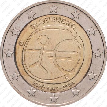 2 евро 2009, 10 лет монетарной политики ЕС (EMU) и введения евро [Словакия] - Аверс