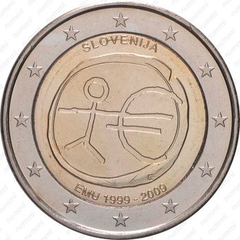 2 евро 2009, 10 лет монетарной политики ЕС (EMU) и введения евро [Словения] - Аверс