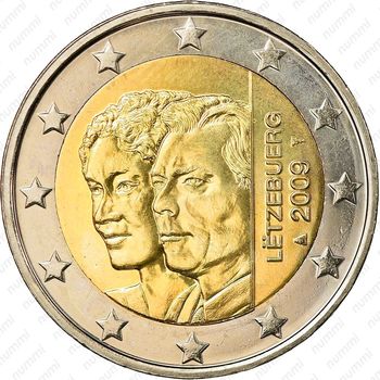 2 евро 2009, 90 лет вступления на престол Герцогини Шарлотты [Люксембург] - Аверс