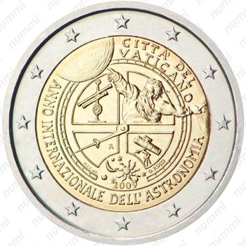2 евро 2009, Международный год астрономии [Ватикан] - Аверс
