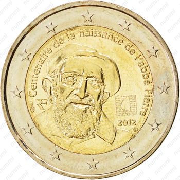 2 евро 2012, 100 лет со дня рождения аббата Пьера [Франция] - Аверс