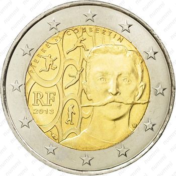 2 евро 2013, 150 лет со дня рождения Пьера де Кубертена [Франция] - Аверс