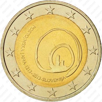 2 евро 2013, 800 лет со дня открытия пещеры Постойнска-Яма [Словения] - Аверс