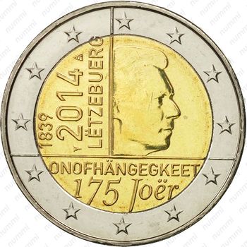 2 евро 2014, 175 лет нации [Люксембург] - Аверс