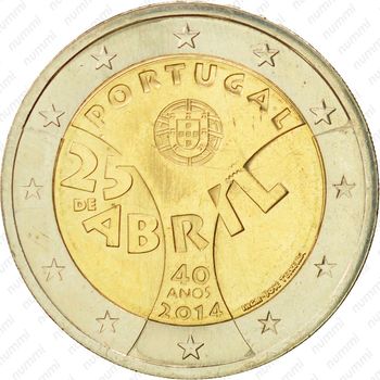 2 евро 2014, 40 лет Революции гвоздик [Португалия] - Аверс