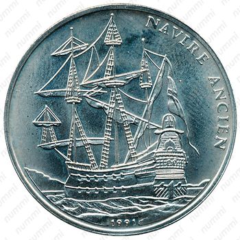 100 франков 1991, Древний корабль - Испанский галеон [Республика Конго] - Реверс