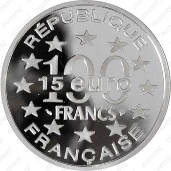 100 франков 1997, Памятники архитектуры - Русалочка, Копенгаген [Франция] - Реверс