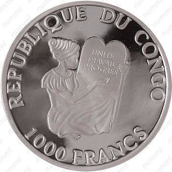 1000 франков 2001, Томас У. Лоусон [Республика Конго] - Аверс